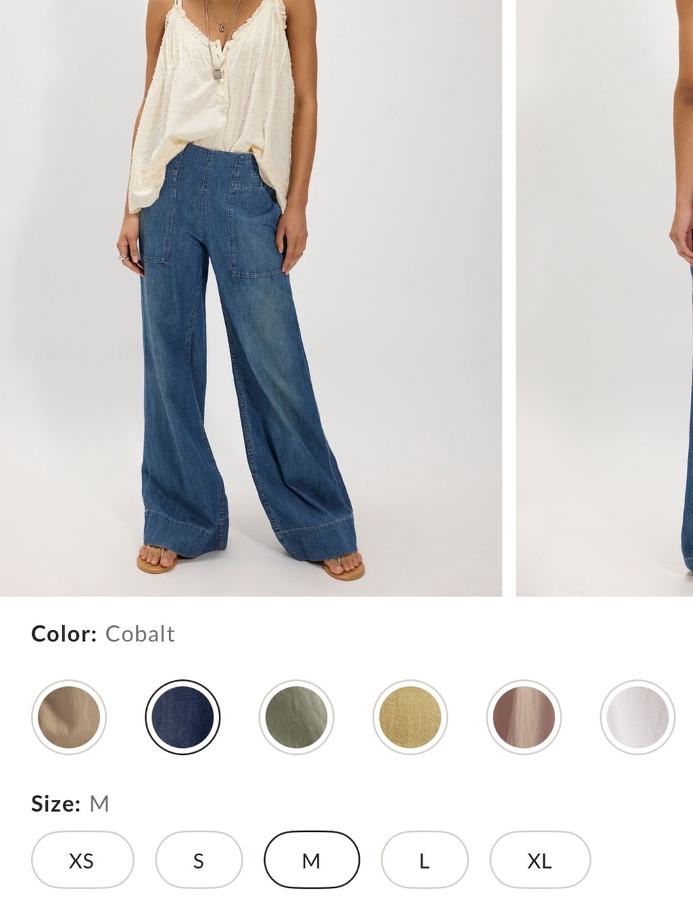 Free People We the Free Brezzy Denim High-Rise Wide-Leg Jeans Elastic Waist NEW